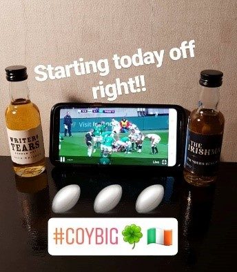 Stuart watching Ireland match on St. Patrick's Day